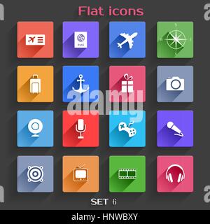 Vektor-Anwendung Web Icons Set im Flat Design mit langen Schatten Stock Vektor