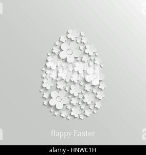 Abstraktes Vektor Easter Egg von weißen Blüten auf grün Hintergrund gemacht. Valentinstag-Karte Stock Vektor