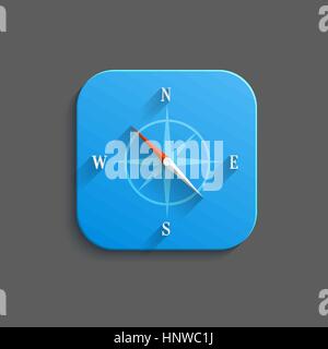 Kompass-Symbol - Taste "Vektor flache app" mit Schatten Stock Vektor