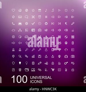 Vektor-Set von 100 Universal Umriss Icons für Web und User Interfacedesign Stock Vektor