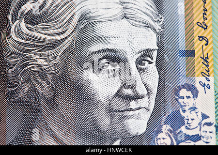 Porträt der Edith Cowan - australische 50 Dollar Bill closeup Stockfoto