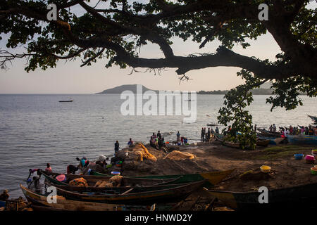 Port, das Fischerdorf Litari, Rusinga Island, Lake Victoria, Kenia, Afrika Stockfoto