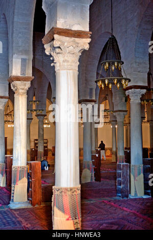 Tunez: Kairouan.die große Moschee, Ort des Gebets. Gegründet von Sidi Uqba im VIII. Jahrhundert ist der älteste Ort des Gebets in Nordafrika Stockfoto