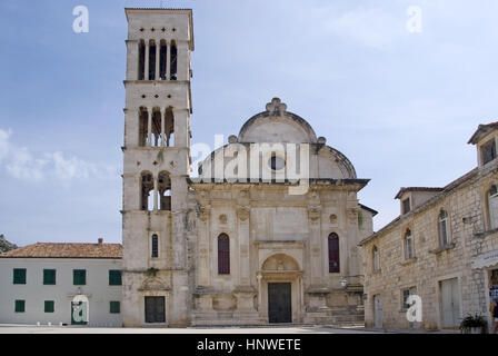 Kirche Sveti Stjepan bin am Hauptplatz in Hvar, Dalmatien, Fernsehreihe - Hauptplatz Hvar, Kroatien Stockfoto