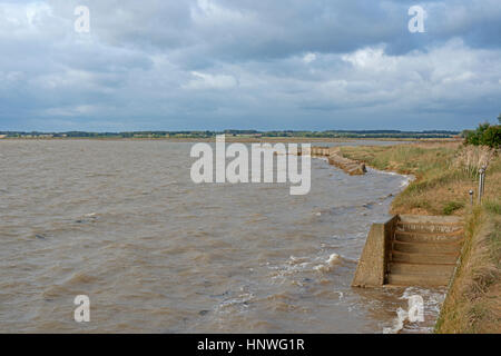 "Frühling" Flut, Bawdsey Fähre, Suffolk, UK. Stockfoto