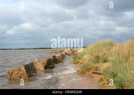 "Frühling" Flut, Bawdsey Fähre, Suffolk, UK. Stockfoto