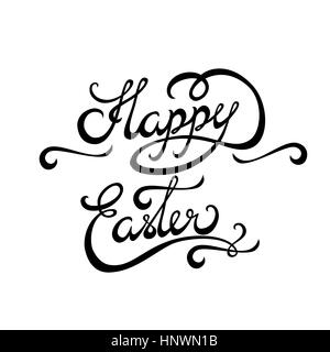 Glückliche Ostern Hand Schriftzug Greeting Card typografische Vector Background. Handgemachte Kalligraphie. Einfach auf jedem Hintergrund einfügen Stock Vektor