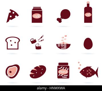 10841112 - 12 Lebensmittel. elegante Gruppe von verschiedenen Vektorobjekte zu stilisieren. Stockfoto