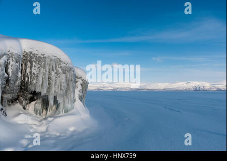 Eis-Formationen, Tornetrask See, Abisko Nationalpark, Schweden Stockfoto