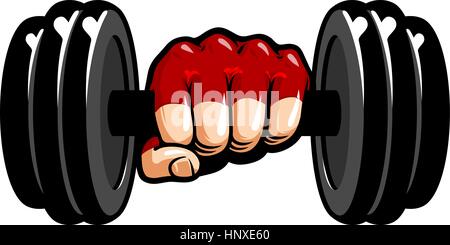 Schwere Hantel in der Hand, cartoon. Fitness, Bodybuilding, Gewichtheben Symbol. Sport-Vektor-illustration Stock Vektor