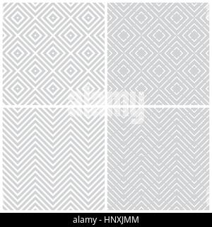 Nahtlose Muster. Sammlung von vier einfachen klassischen Texturen. Geometrische Formen, Rauten, Wellen zu wiederholen. Monochrom. Hintergrund. Web. Vektor-elemen Stock Vektor