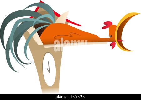 Kuckucksuhr mit Vogel auf zehn o-Clock-Vektor-Illustration herausspringen. Stock Vektor