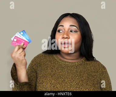 Frau Holdin Kreditkarten Konzept Stockfoto