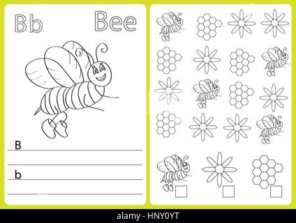 Alphabet A-Z - Rätsel-Arbeitsblatt Übungen für Kinder - Malbuch Stock Vektor