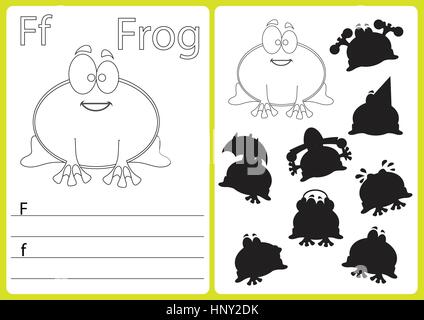 Alphabet A-Z - Rätsel-Arbeitsblatt Übungen für Kinder - Malbuch Stock Vektor