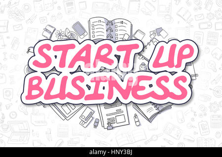 Starten Sie Business - Cartoon Magenta Text. Business-Konzept. Stockfoto