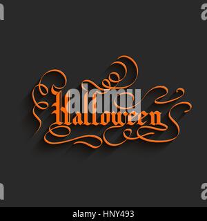 Halloween Hand Schriftzug Greeting Card typografische Vector Background. Handgemachte Kalligraphie. 3D gotische Schrift mit Schatten Stock Vektor