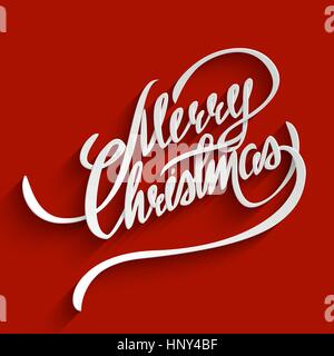 Frohe Weihnachten-Hand Schriftzug Greeting Card typografische Vector Background. Handgemachte Kalligraphie. 3D Text mit Schatten Stock Vektor