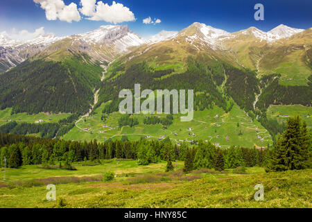 Blick von oben Rinerhorn Berg, Davos, Graubünden, Schweiz, Schweizer Alpen Stockfoto