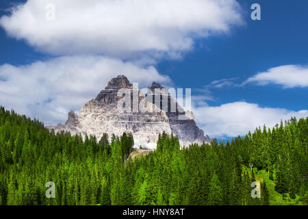 Blick auf den Tre Cime di Lavaredo in Dolomiten, Italien, Europa Stockfoto