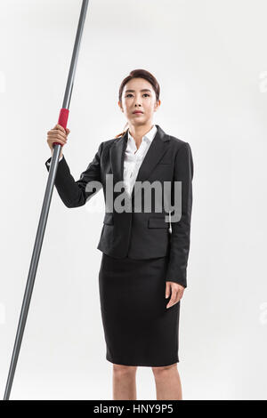 Geschäftsfrau mit Speer Stockfoto