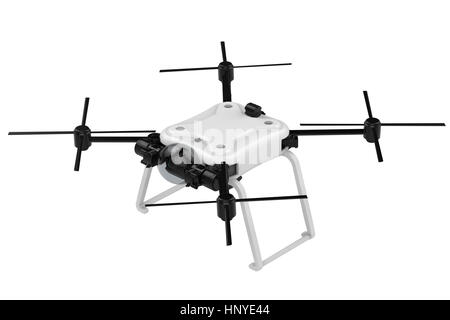 3D Rendering weiß drone isoliert auf weiss Stockfoto