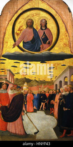 Massolino da Panicale, Tommaso di Cristoforo Fini genannt (1383-1440). Italienischer Maler. Gründung der Kirche von Santa Maria Maggiore in Rom, 1423-1428. Tempera auf Gold auf Panel. Farnese-Sammlung. Nationales Museum von Capodimonte. Neapel. Italien. Stockfoto