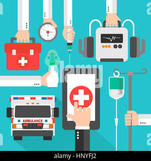 Ambulanz medizinische Online-Design flach. Vektor-illustration Stockfoto