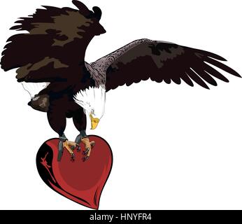 Golden Eagle trägt ein Herz mit Krallen Stock Vektor