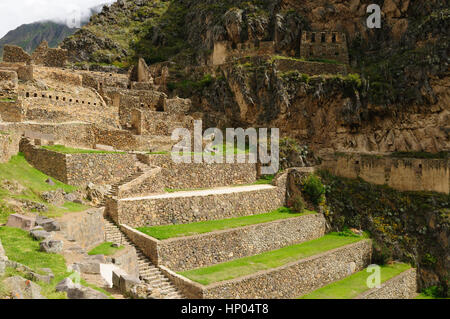 Peru, Ollantaytambo - Inka-Festung im Heiligen Tal in den peruanischen Anden Stockfoto