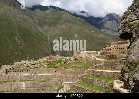 Peru, Ollantaytambo - Inka-Festung im Heiligen Tal in den peruanischen Anden Stockfoto