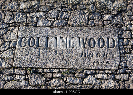 Collingwood dock Typenschild in der Wand Liverpool Docks Dockland uk Stockfoto