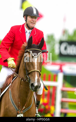 Die nordamerikanischen, Spruce Meadows 2004, Ian Millar (CAN) Reiten Versprechen mir Stockfoto