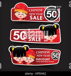 Frohes neues Jahr jungen und Mädchen-Tag-Banner für Förderung und Rabatt Vektor Illustration Eps 10 Stock Vektor