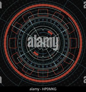 Head up-Display. Abstrakte futuristische Hintergrund mit runden HUD Element der Benutzeroberfläche und gepunktete Halbton Muster für Ihr design Stock Vektor