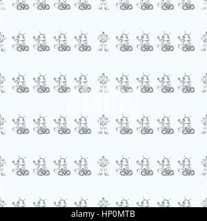Roboter doodles Muster. Stock Vektor