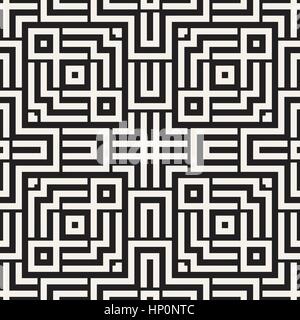 Ethnischer Schmuck Native Linien stylischen Print. Vektormuster nahtlos schwarz / weiß Stock Vektor