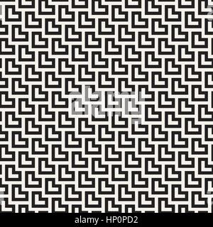 Labyrinth verschlungenen Linien zeitgenössische Grafik. Vektormuster nahtlos schwarz und weiß. Stock Vektor