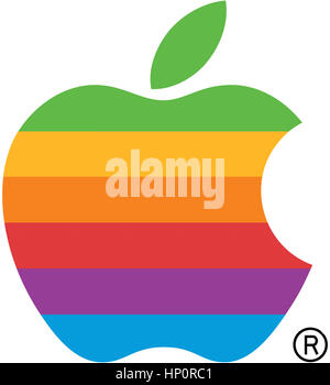 Alten Apple-Logo, Regenbogen Stockfoto