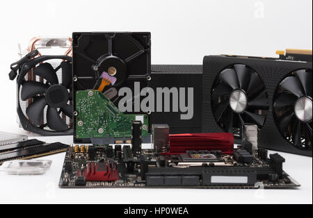 Neue Komponenten, Hardware für Desktop-PC zu bauen. Stockfoto