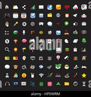 Satz von 100 Symbol für mobile app und Benutzer-Schnittstelle-Vektor-eps10 Stock Vektor