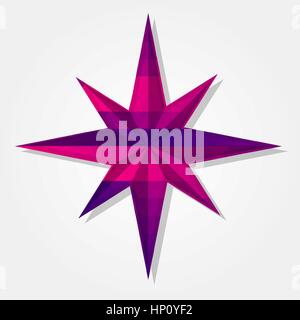 Windrose-Symbol mit einem farbigen Dreiecke bilden einen Farbverlauf, lila, rosa. Stock Vektor