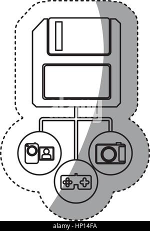 Aufkleber Kontur Diskette Speicher Gerät Symbol Lager Vektor-illustration Stock Vektor