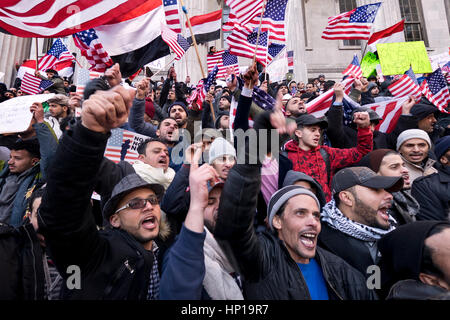 Mehr als 1000 jemenitischen Lebensmittelgeschäfte und Bodegas in New York City im Protest gegen Donald Trumps Verbot der Einwanderung aus dem Jemen geschlossen ein Stockfoto