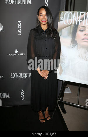 Los Angeles, USA. 16. Februar 2017. Zoe Saldana. Los Angeles vertrauliche feiert Winterausgabe mit Deckel, die Sterne Zoe Saldana in 3033 Wilshire statt. Bildnachweis: AdMedia/ZUMA Draht/Alamy Live-Nachrichten Stockfoto