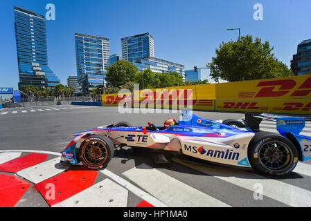 Buenos Aires, Argentinien. 17. Februar 2017. Andretti Formel E Fahrer Robin Frijns des niederländischen, steuert in der Spur beim Shakedown in der Formel E Buenos Aires ePrix Autorennen. Bildnachweis: Anton Velikzhanin/Alamy Live News Bildnachweis: Anton Velikzhanin/Alamy Live-Nachrichten Stockfoto