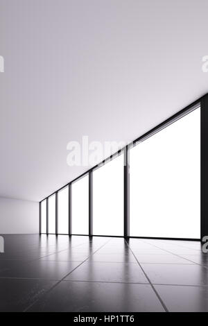 Moderne minimalistische Architektur Hintergrund Weitwinkel schwarz und weiß 3d Illustration Stockfoto