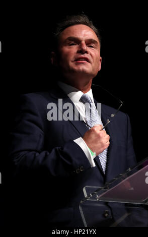 Der UKIP stellvertretender Leiter und Kultur-Sprecher Peter Whittle AM hält eine Rede auf dem Parteitag Frühling in Bolton. Stockfoto