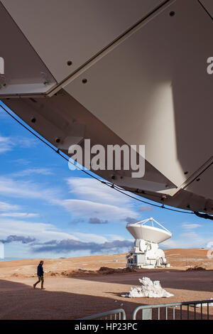 ALMA Observatorium, Antennen in der Ebene von Chajnantor, 5000 Meter Höhe, Arrayfunktionen Seite (AOS), Atacama Wüste. Region de Antofagasta. Chile Stockfoto