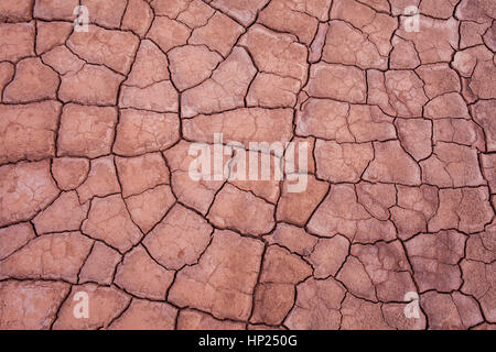 Detail, trockene rissige Boden, im Valle De La Muerte (Tal des Todes), Atacama-Wüste. Region de Antofagasta. Chile Stockfoto